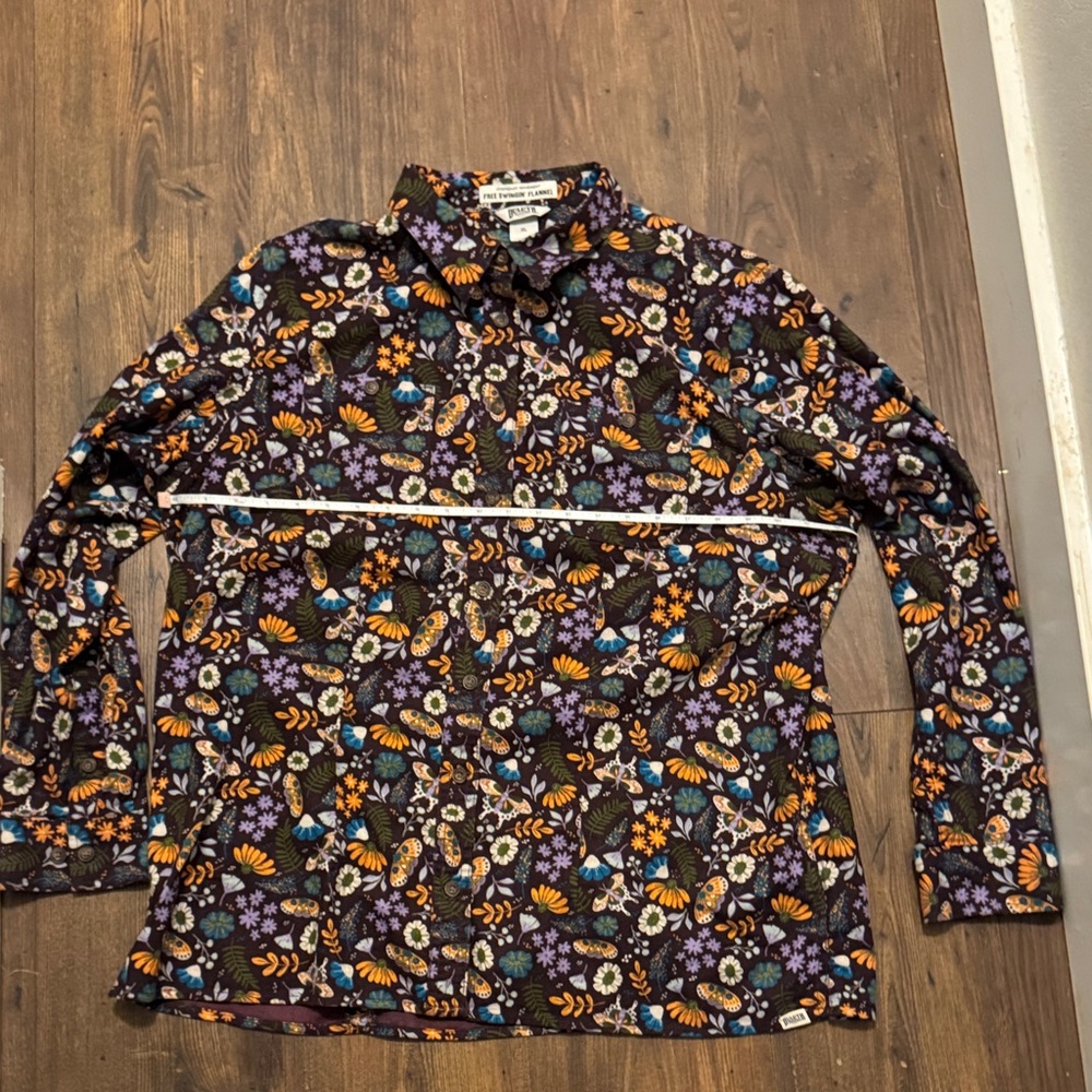 Duluth Trading Co Floral Flannel Shirt - Purple, Orange, Blue